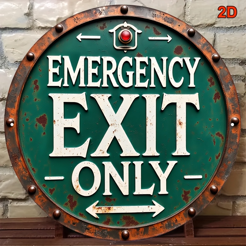 2D Industrial Retro Metal Emer - Emergency Exit Sign 评论和价格