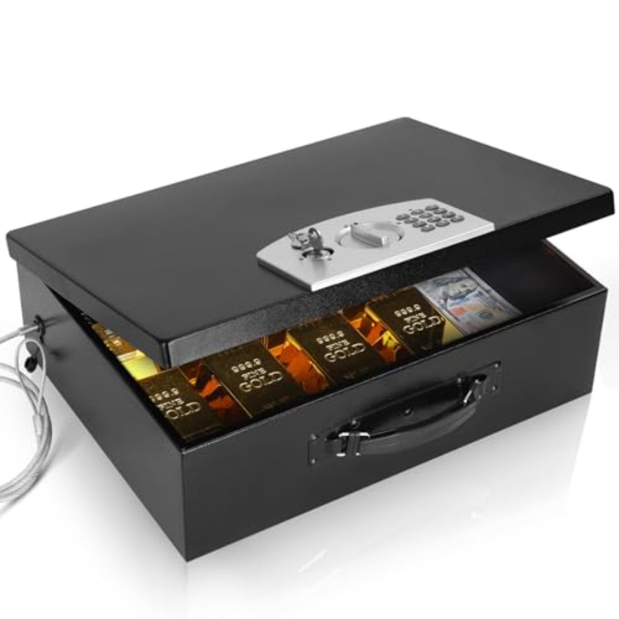 Portable Metal Safe Box with D - Fire Safe Document 评论和价格