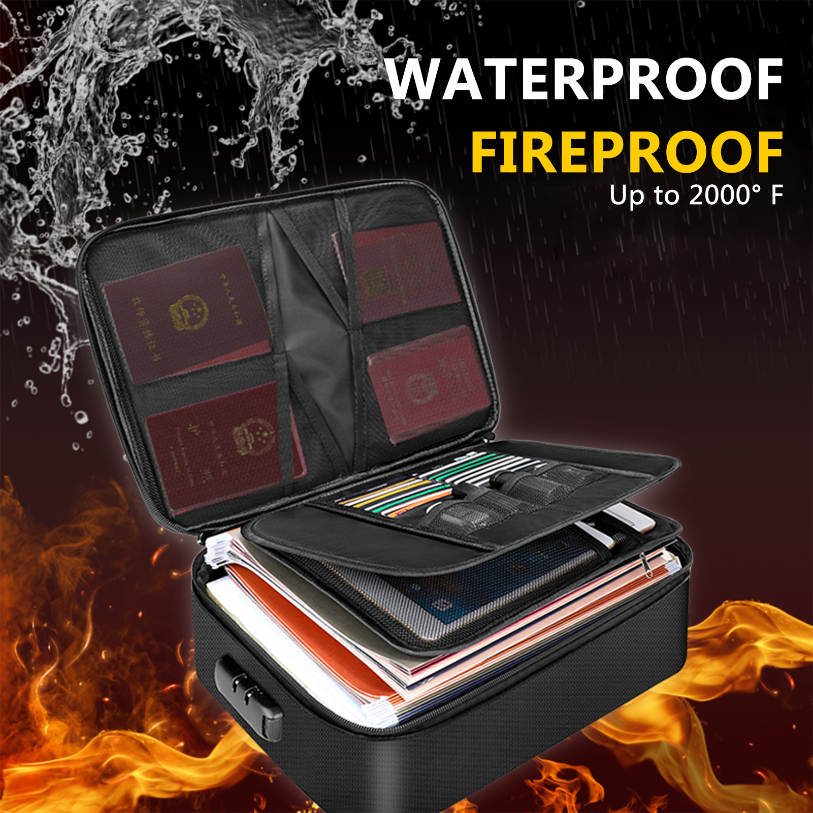 Fireproof Document Bag with Zi - Fire Safe Document 评论和价格