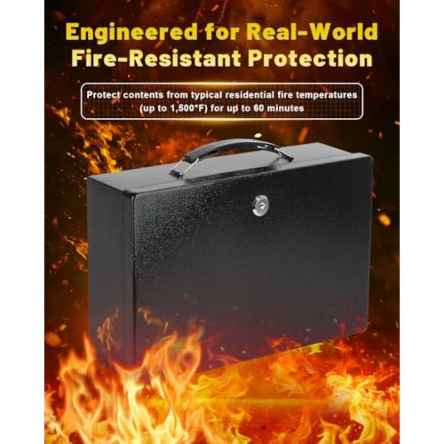 Fireproof Document Box with Ke - Fire Safe Document 评论和价格