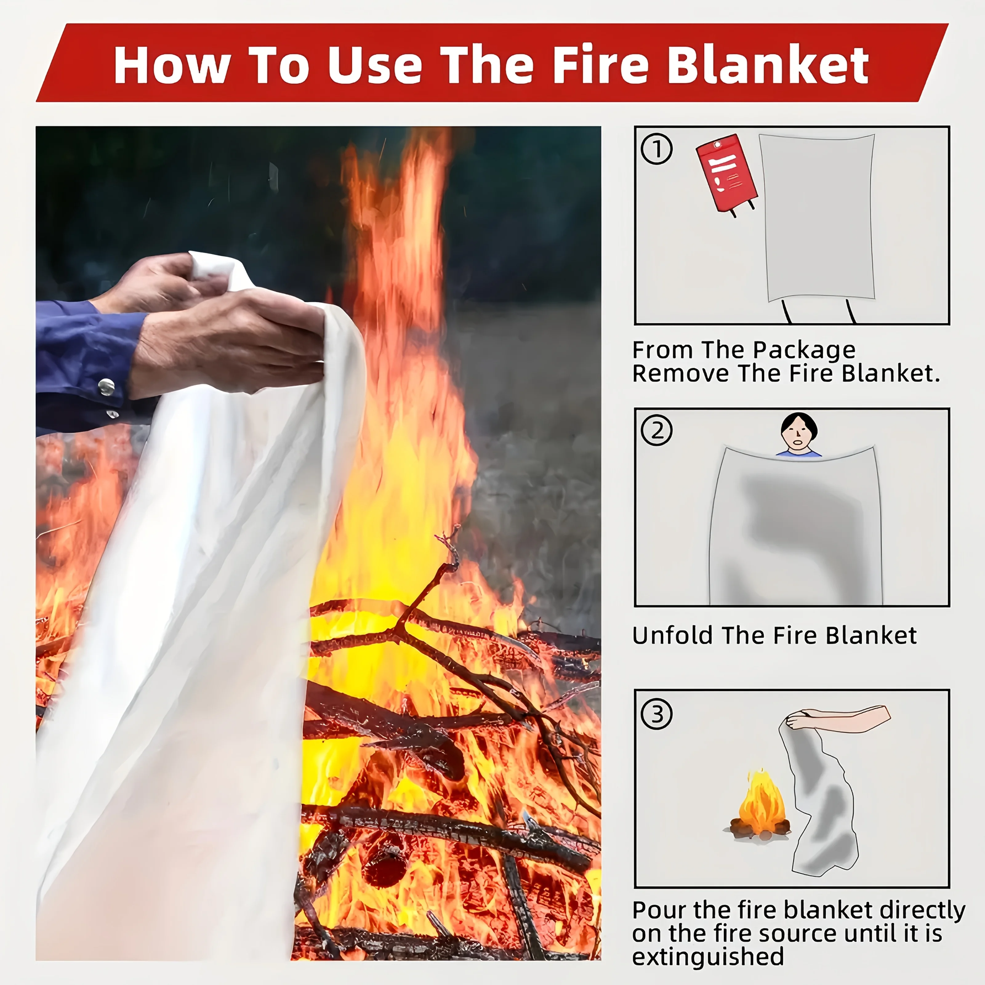 Fiberglass Fire Blanket Emerge - Fire Blanket Kitchen 评论和价格