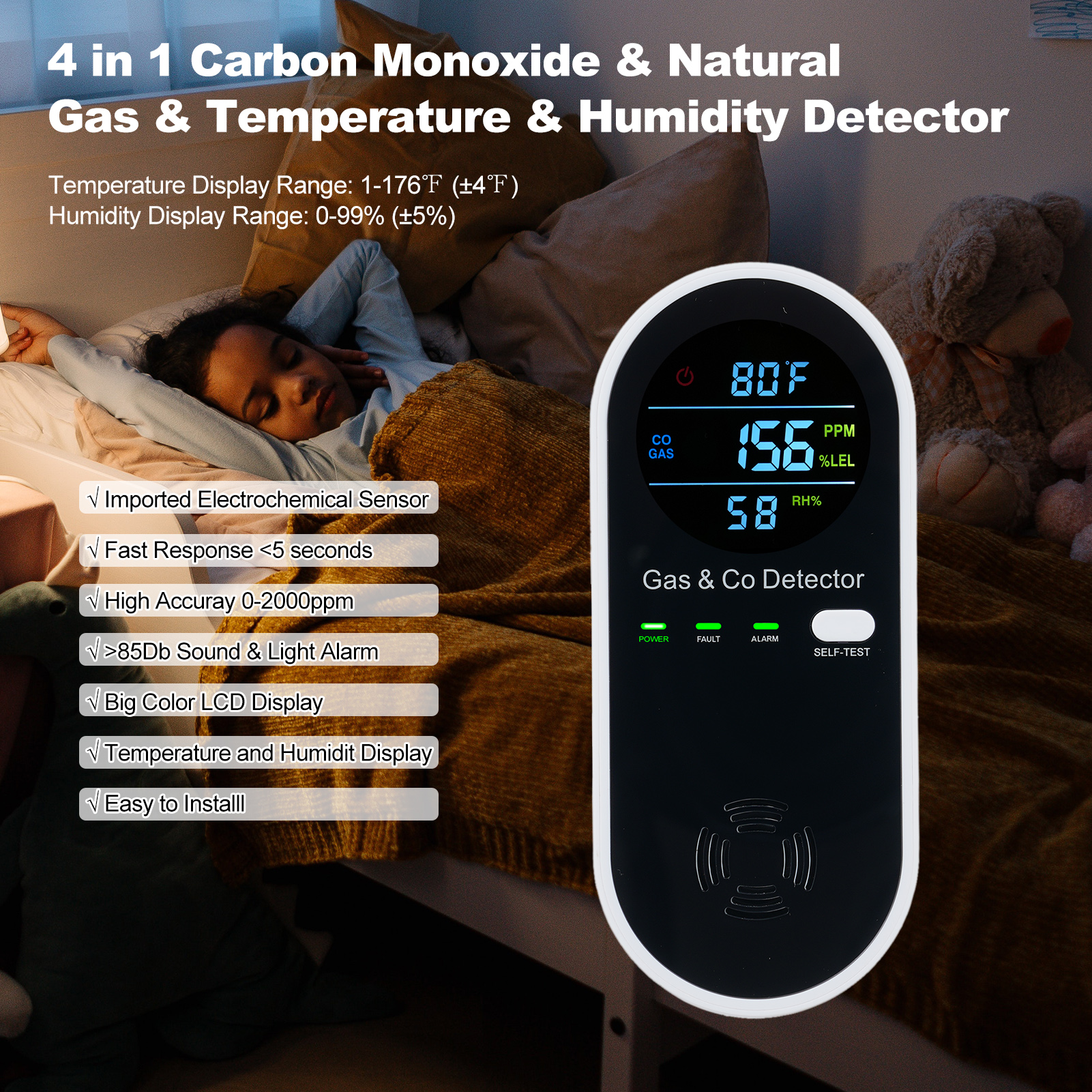 4 in 1 CO Monitor Alarm with L - Co Detector Plug 评论和价格