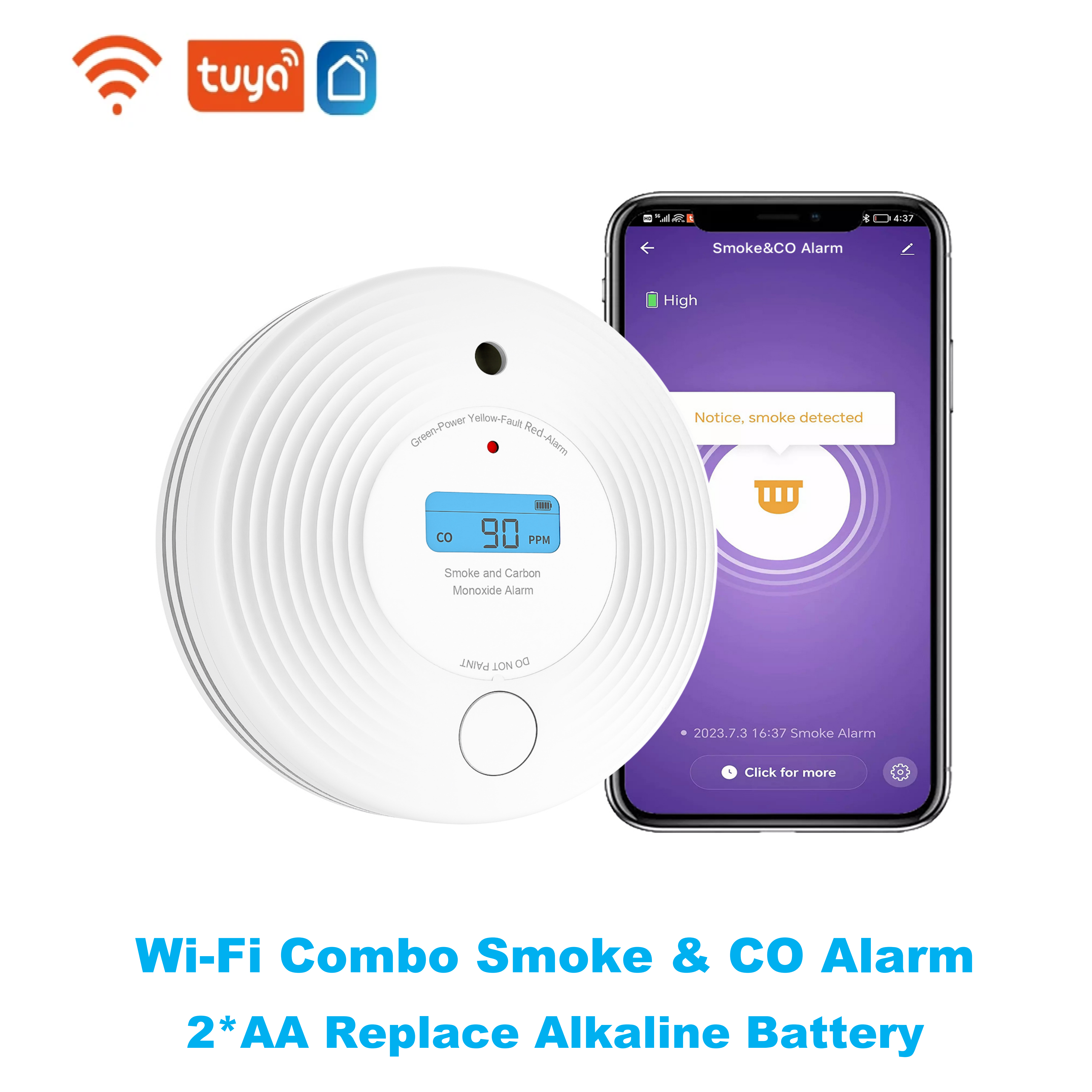 TuyaSmart Combo Smoke and CO D - Smoke Detector Interconnected 评论和价格