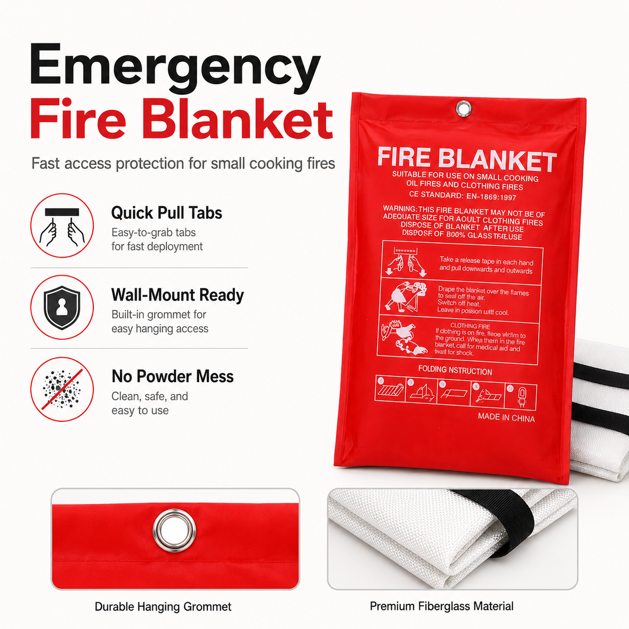 Fire Blanket / Emergency FireB - Fire Blanket Kitchen 评论和价格